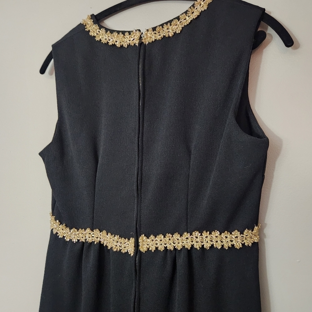 Vintage Celanese Formal Maxi Dress Black Size 14 NWT Fortrel Polyester - Picture 4 of 10
